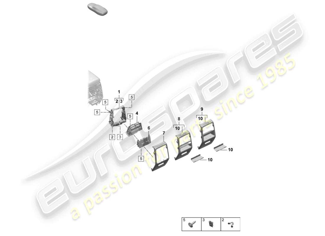 porsche 2025 (macan-e) accessoires de la console centrale arrière schéma des pièces