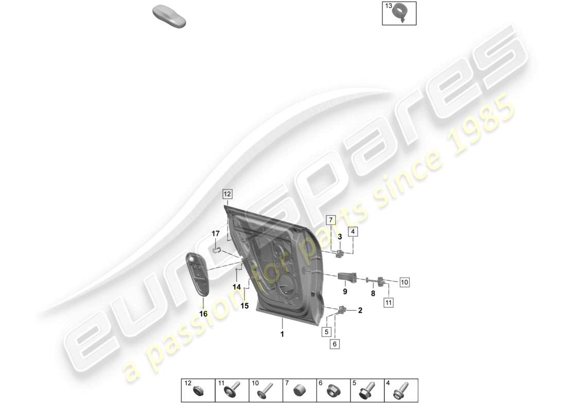 porsche 2024 (macan-e) schéma des pièces des accessoires de la coque de porte arrière