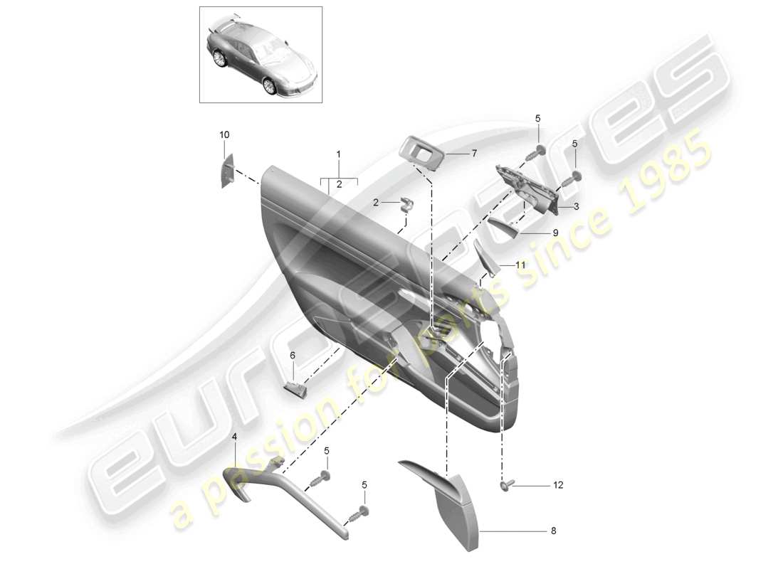 porsche 2021 (991-2 r/gt3/rs) panneau de porte accessoires gt3 d >>- mj 2016 schéma des pièces