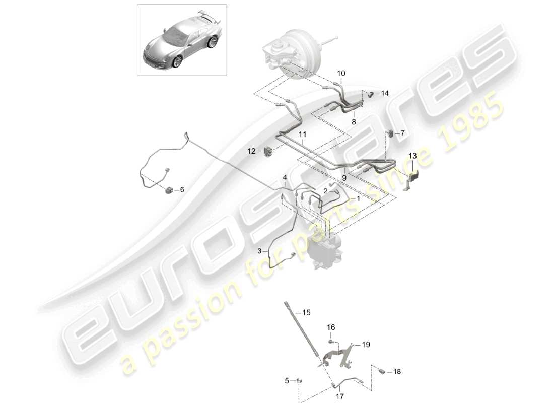 porsche 2021 (991-2 r/gt3/rs) conduite de frein avant partie avant d >>- mj 2017 schéma des pièces