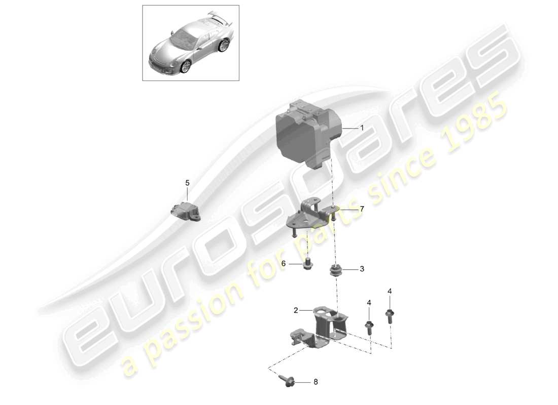 porsche 2021 (991-2 r/gt3/rs) unité hydraulique système de freinage antiblocage -abs- unité de commande et de régulation d >>- mj 2017 schéma des pièces