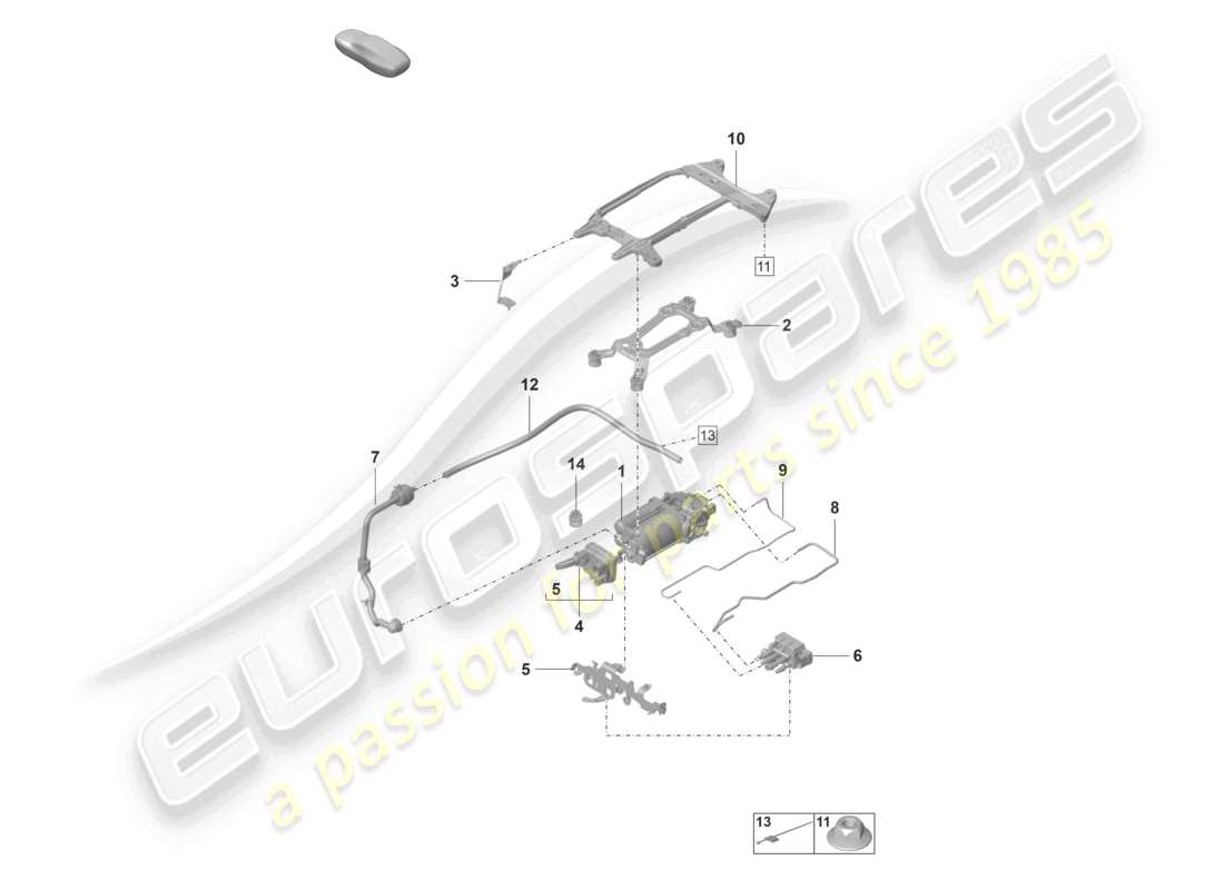 porsche 2021 (panamera 971-2) schéma des pièces de l'unité d'alimentation en air du compresseur