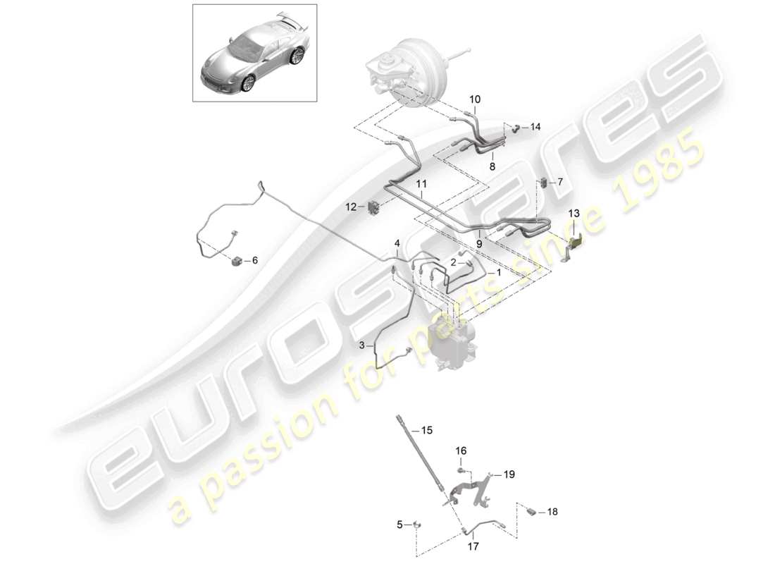 porsche 2021 (991-2 r/gt3/rs) conduite de frein avant partie avant d - mj 2018>> schéma des pièces