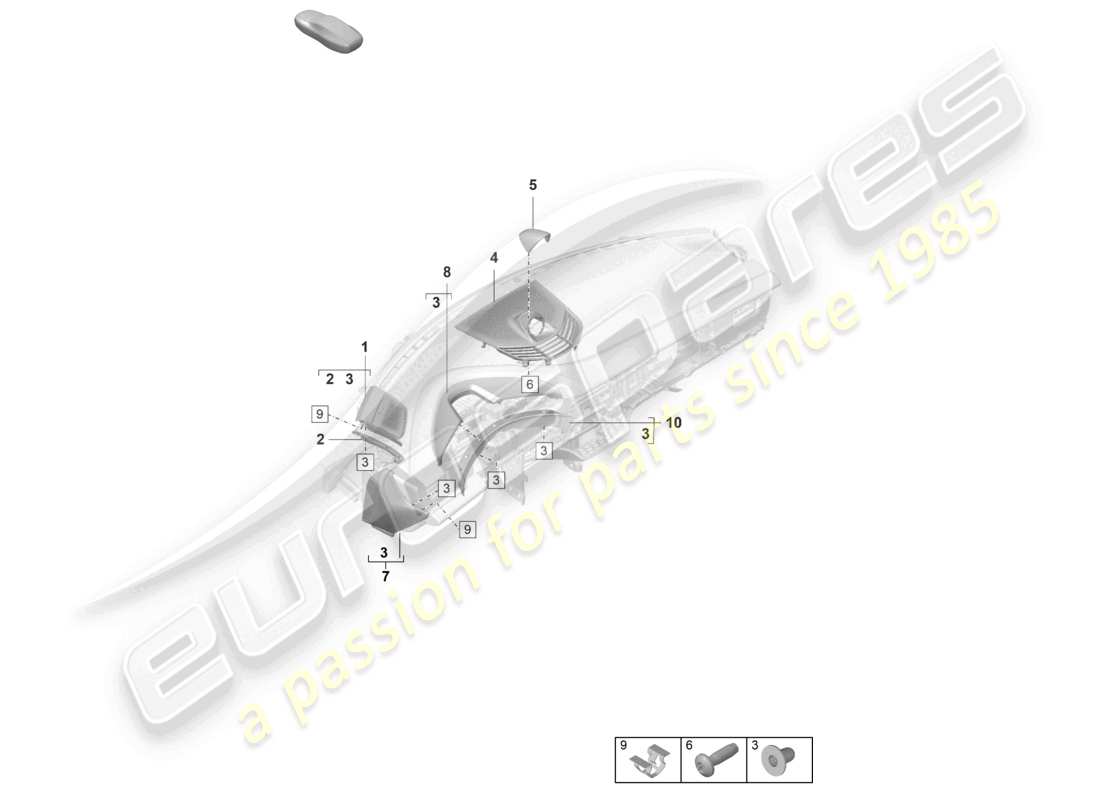 porsche 2022 (taycan 9j1-1) accessoires garniture de tableau de bord supérieure schéma des pièces