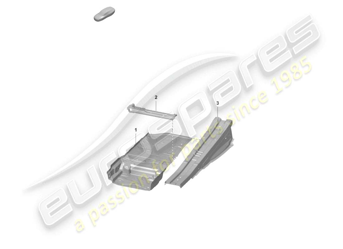 porsche 2020 (taycan 9j1-1) schéma des pièces du tunnel de support de siège avant de la plaque inférieure