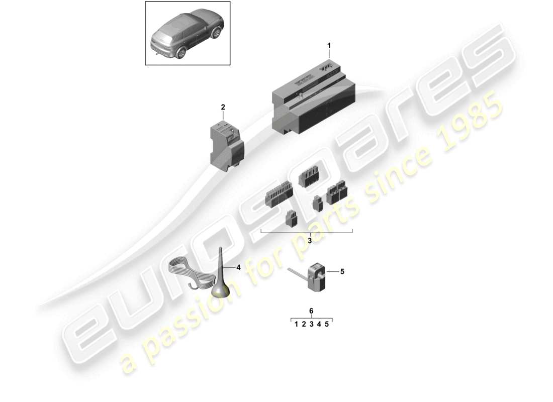 porsche 2024 (cayenne e3 9ya/9yb) schéma des pièces du gestionnaire de charge à page d'accueil (hcm)