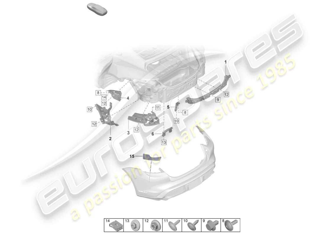 porsche 2021 (taycan 9j1-1) fixations pare-chocs arrière schéma des pièces