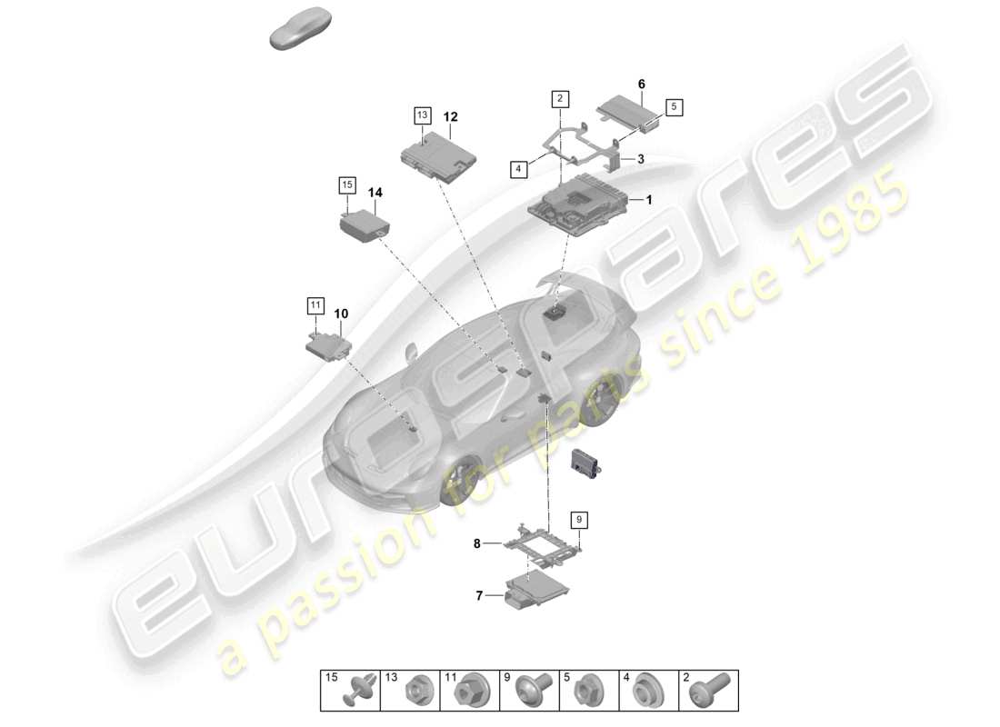 porsche 2025 (992-2 gt3) unités de commande schéma des pièces
