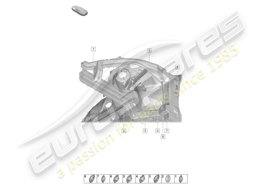 porsche 2023 (taycan 9j1-1) diagramme des pièces du corps de roue extérieur de l'extrémité avant
