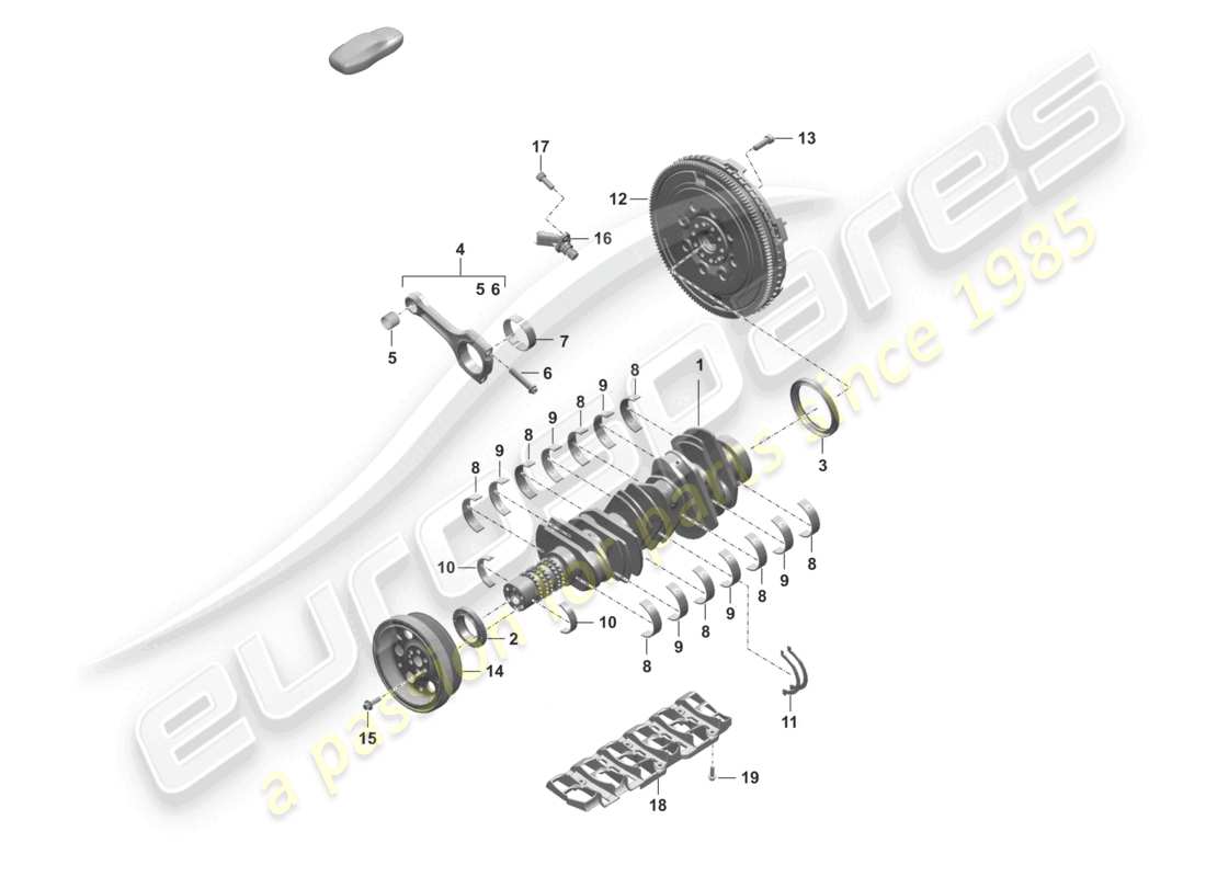 porsche 2021 (992-1) diagramme des pièces du volant moteur de la bielle du vilebrequin