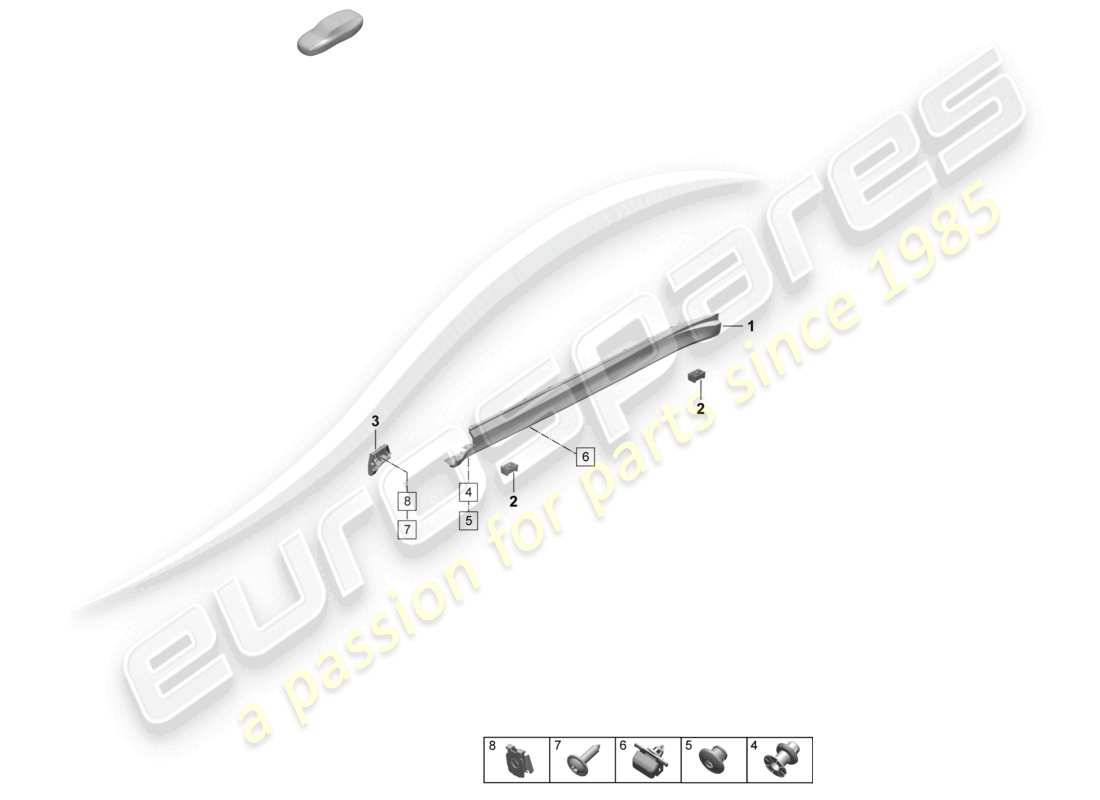 porsche 2026 (taycan 9j1-2) schéma des pièces des accessoires de garniture de longeron