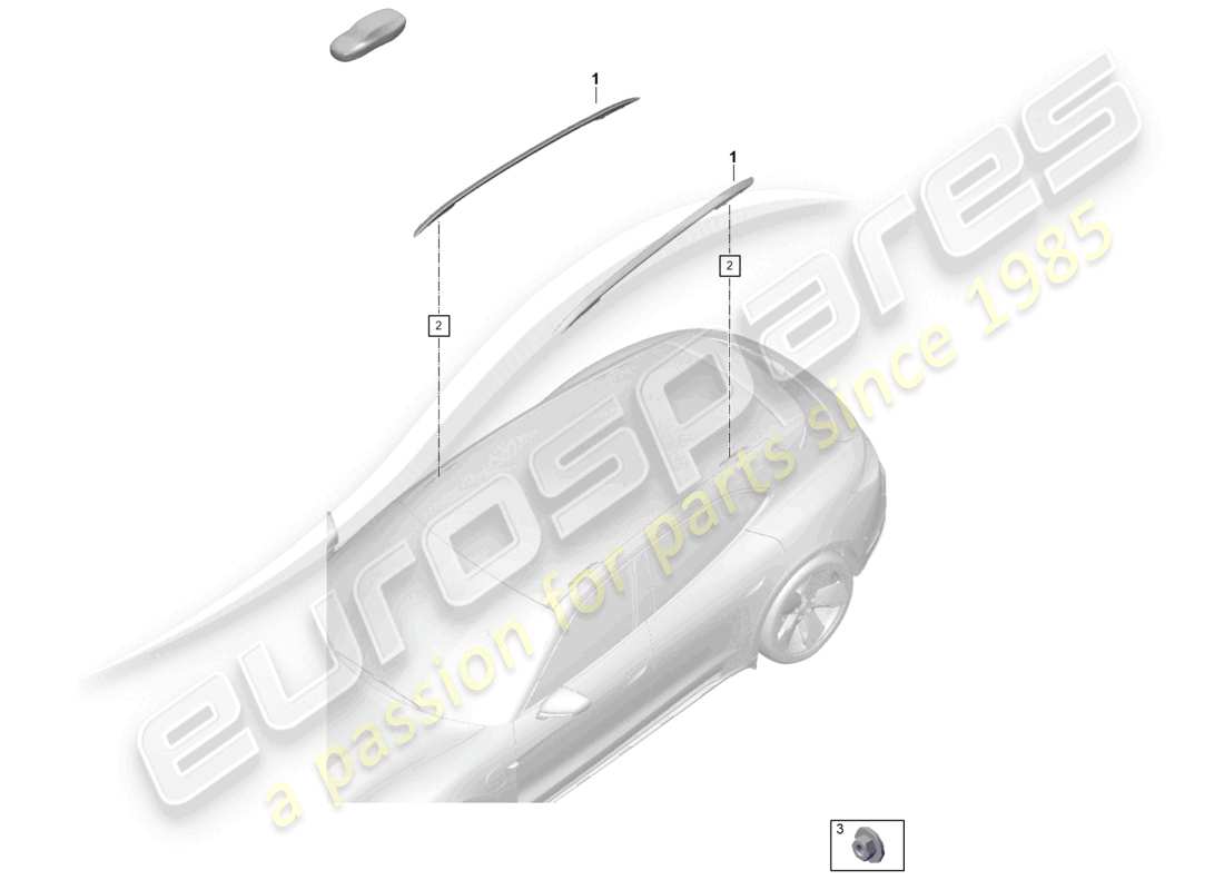 porsche 2023 (taycan 9j1-1) diagramme des pièces des rampes de toit