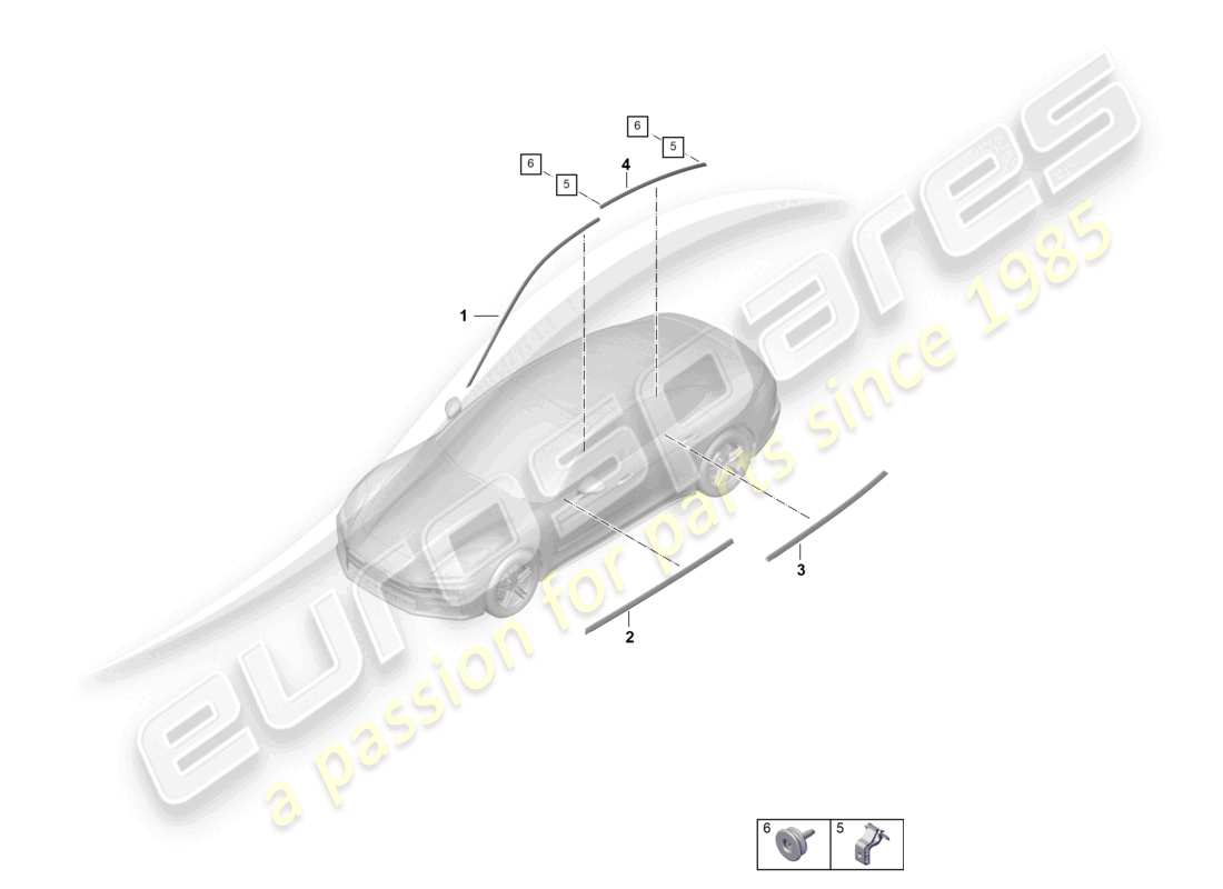 porsche 2025 (panamera 976) moulures portes schéma des pièces