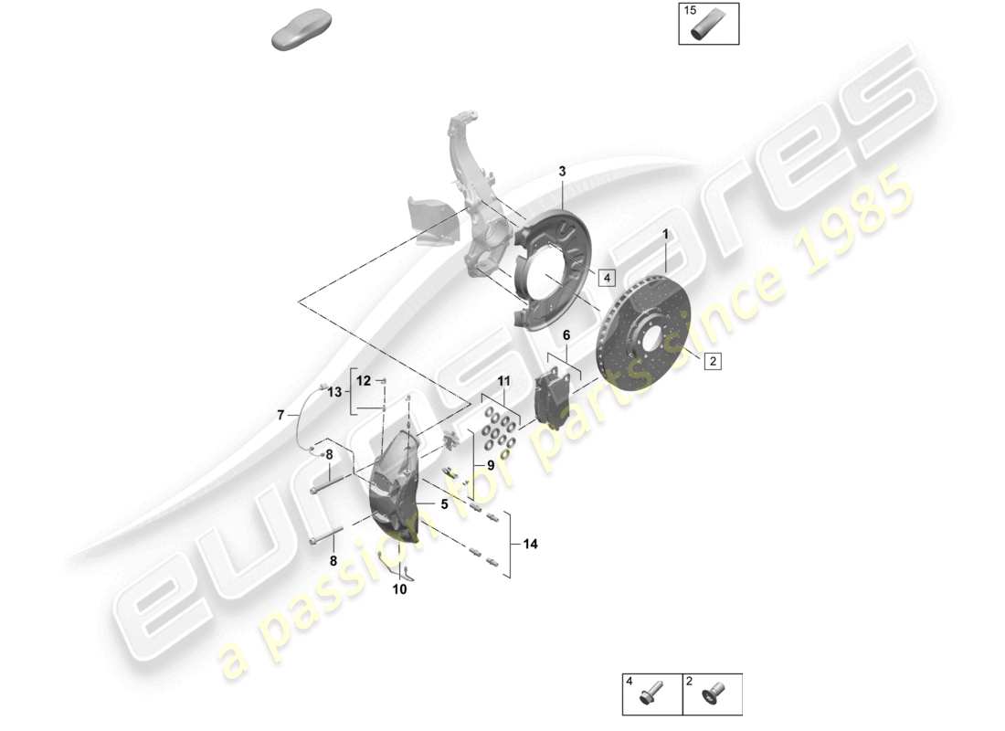 porsche 2025 (taycan 9j1-2) frein à disque 19 essieu avant néodyme schéma des pièces