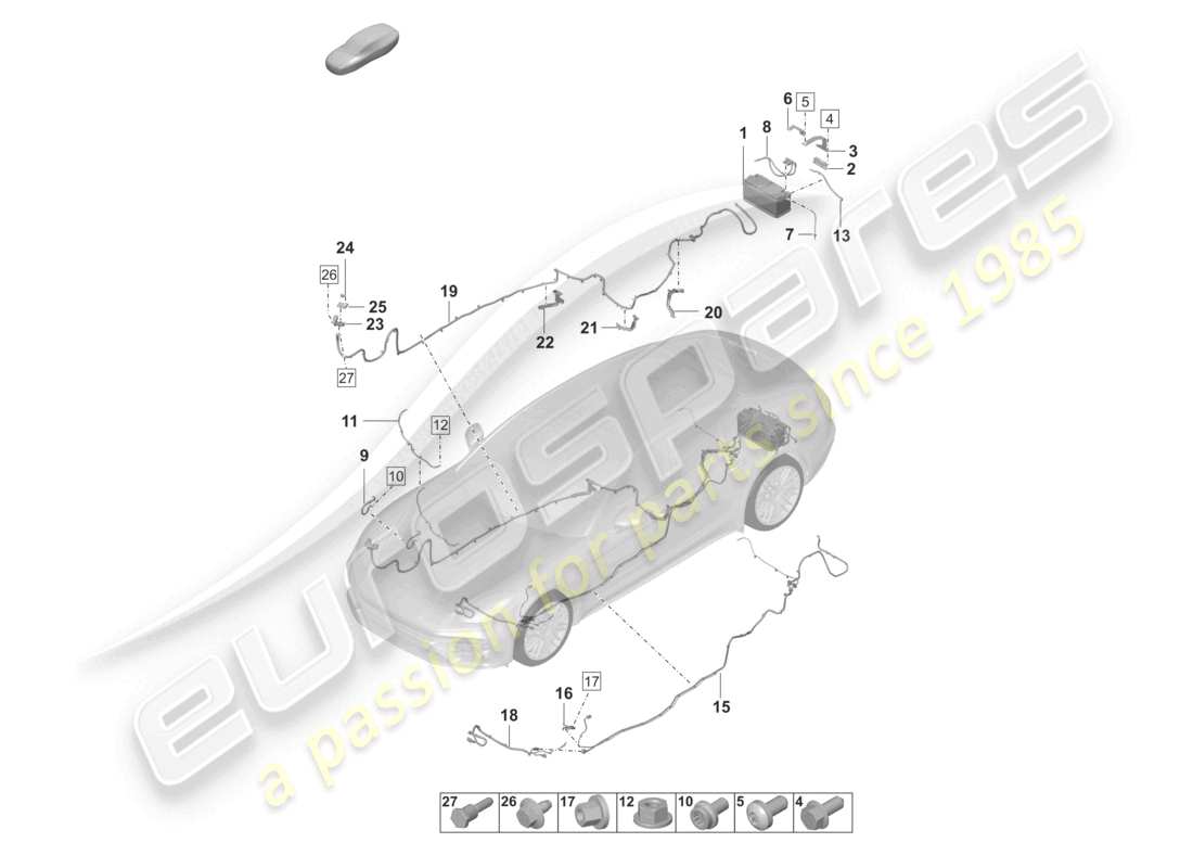 porsche 2024 (panamera 971-2) schéma des pièces du distributeur de potentiel de batterie