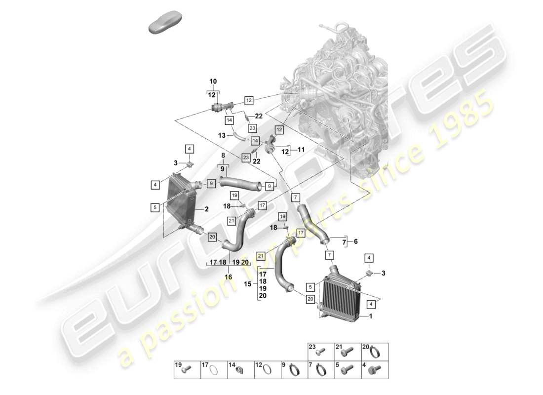 porsche 2021 (panamera 971-2) schéma des pièces du tuyau de pression du refroidisseur d'air de suralimentation