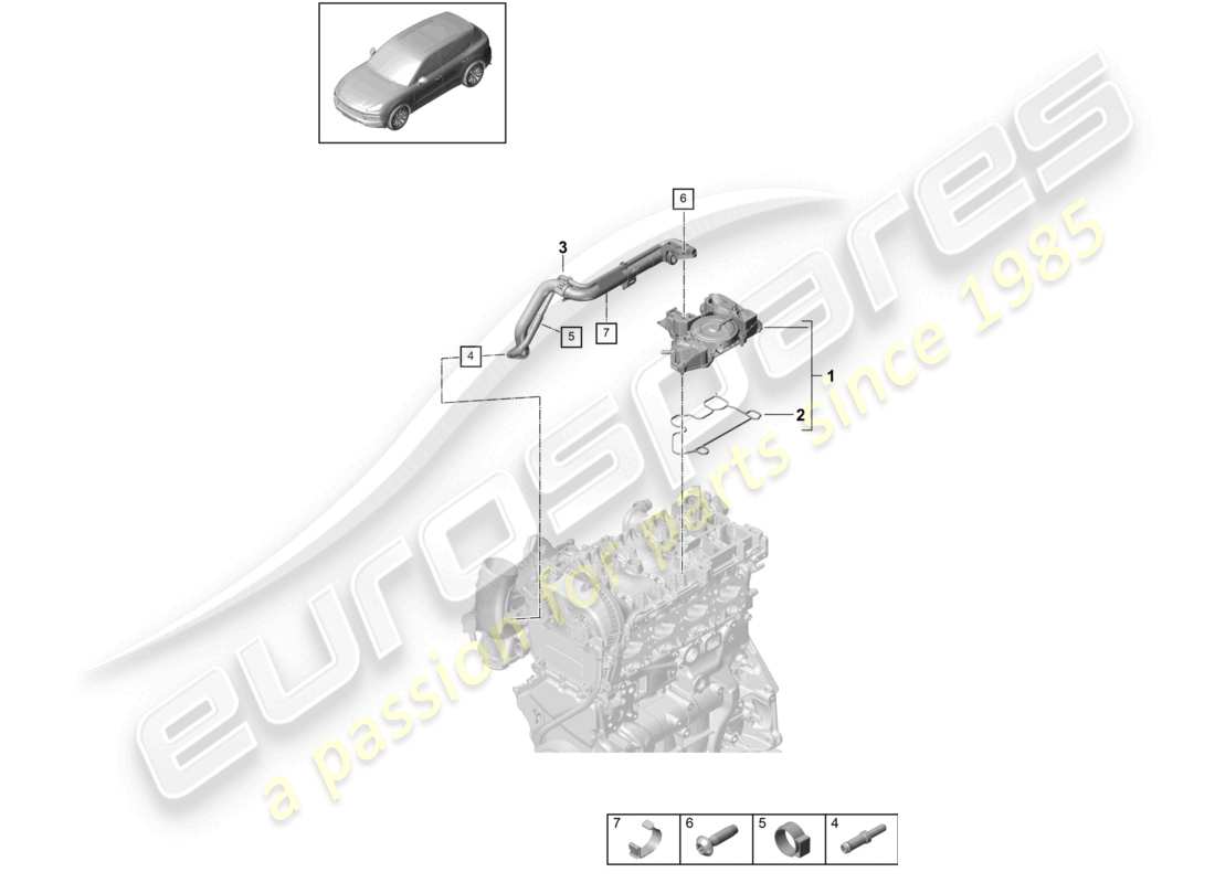 porsche 2024 (cayenne e3 9ya/9yb) séparateur d'huile conduite de reniflard ventilation du carter schéma des pièces