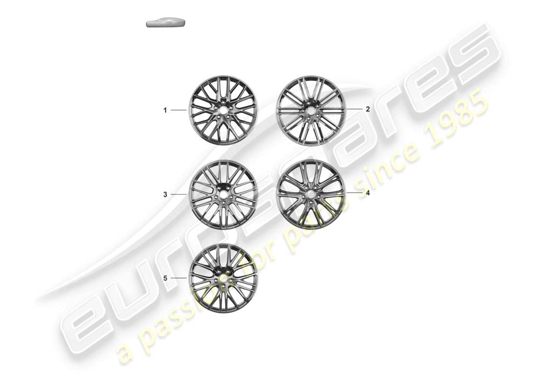 porsche 2024 (panamera 971-2) schéma des pièces de la jante en alliage 21