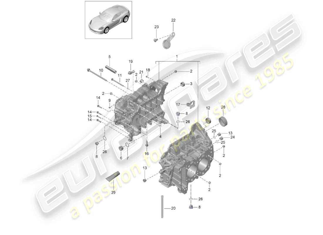 porsche 2021 (718 cayman) carter moteur schéma des pièces