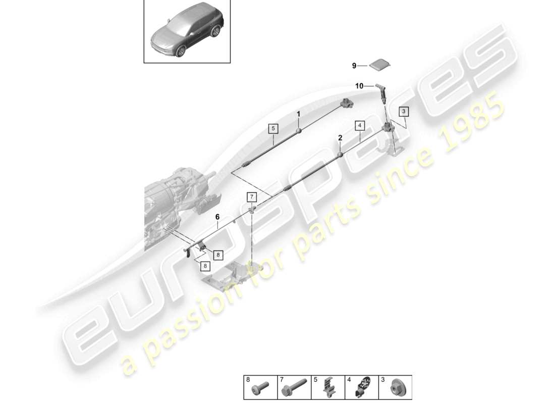 porsche 2024 (cayenne e3 9ya/9yb) unité d'actionnement pour déverrouillage d'urgence pour boîte de vitesses automatique 8-speed schéma des pièces