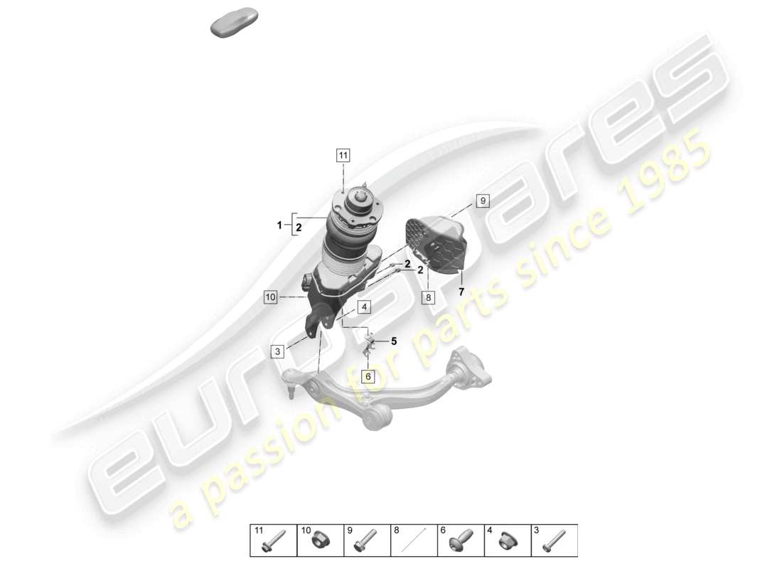 porsche 2026 (taycan 9j1-2) suspension pneumatique contrôle d'amortissement électrique actif diagramme des pièces