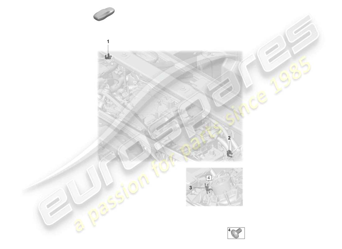 porsche 2022 (taycan 9j1-1) schéma des pièces du support de câble du vérin à gaz