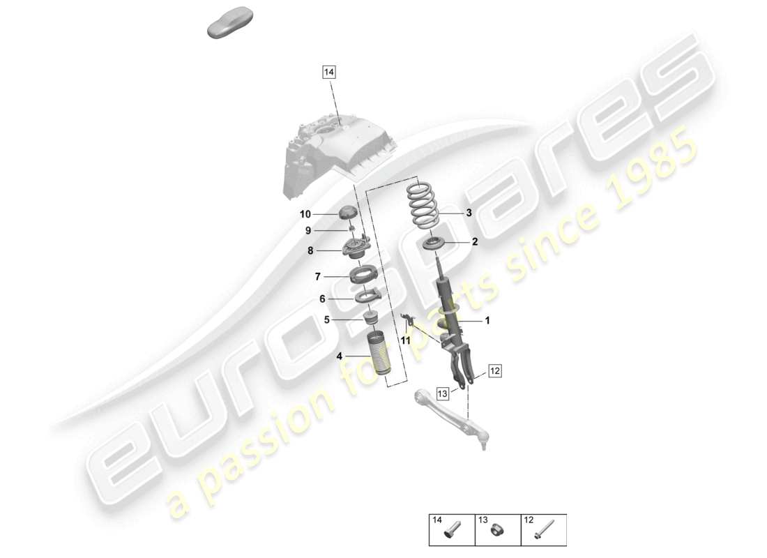 porsche 2026 (macan-e) suspension à ressorts en acier jambe de suspension, complète schéma des pièces du ressort hélicoïdal