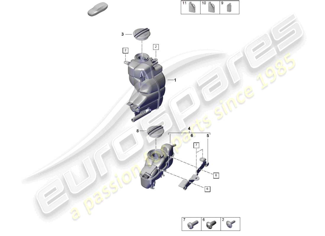 porsche 2024 (panamera 976) schéma des pièces du réservoir du système de refroidissement du liquide de refroidissement