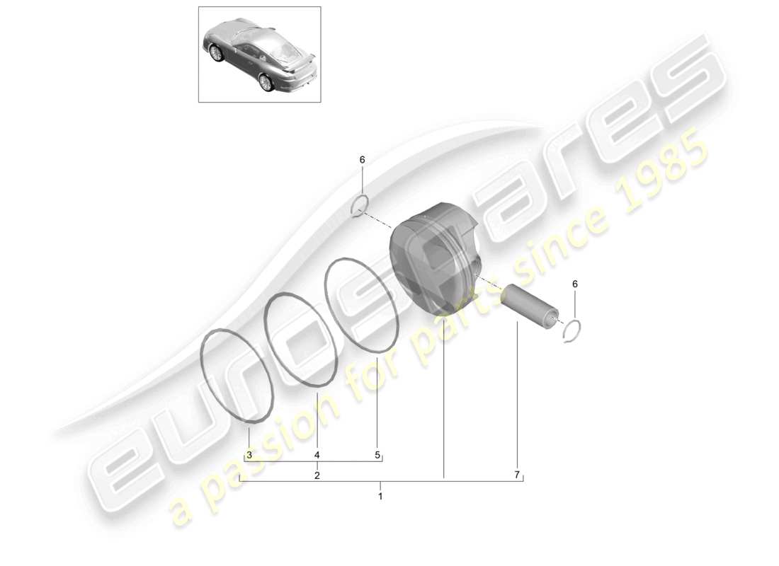 porsche 2021 (991-2 r/gt3/rs) schéma des pièces du piston