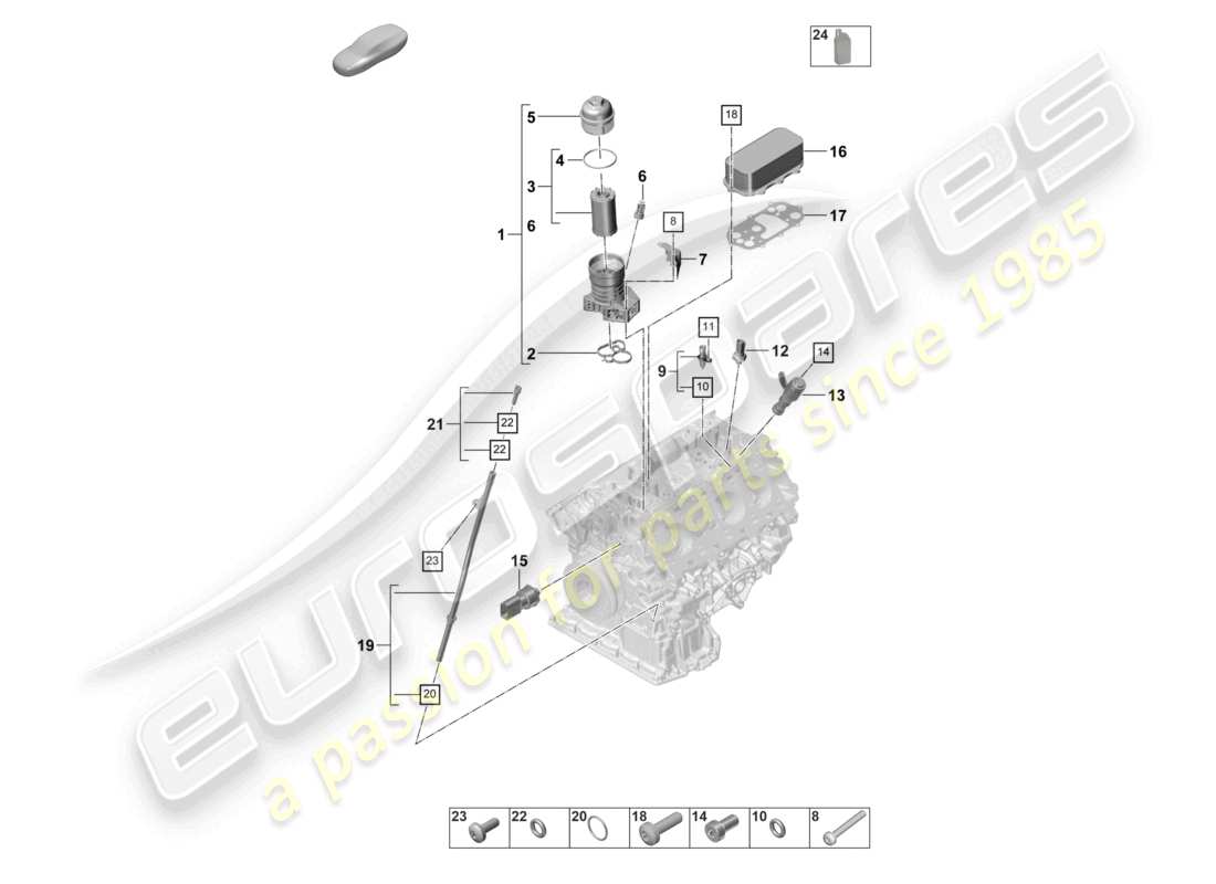 porsche 2022 (panamera 971-2) filtre à huile console refroidisseur d'huile schéma des pièces