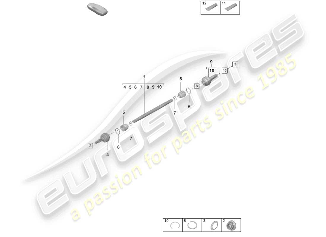 porsche 2022 (panamera 971-2) schéma des pièces de l'arbre de transmission de l'essieu arrière