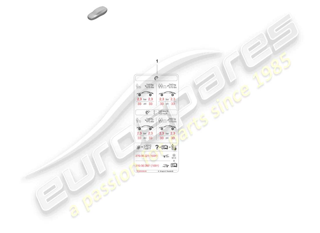porsche 2022 (panamera 971-2) plaque signalétique pour la pression des pneus 19 pour pneus été d >>- mj 2021 schéma des pièces