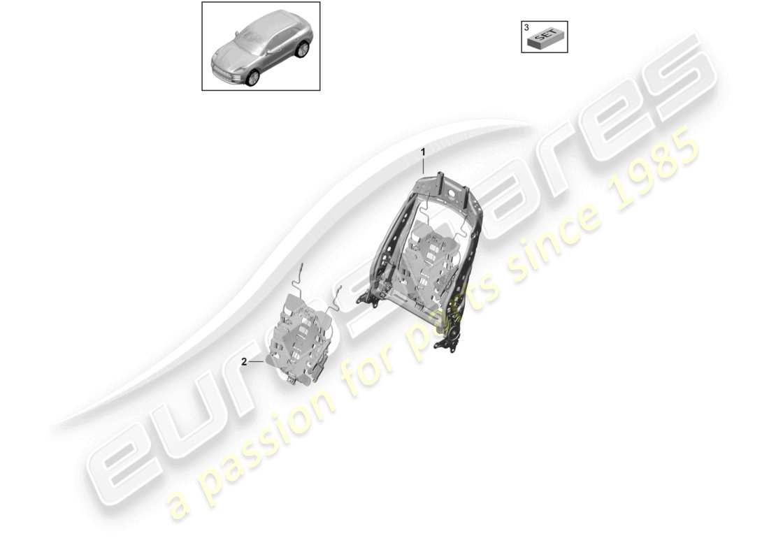 porsche 2021 (macan) cadre de dossier accessoires divers siège sport diagramme des pièces