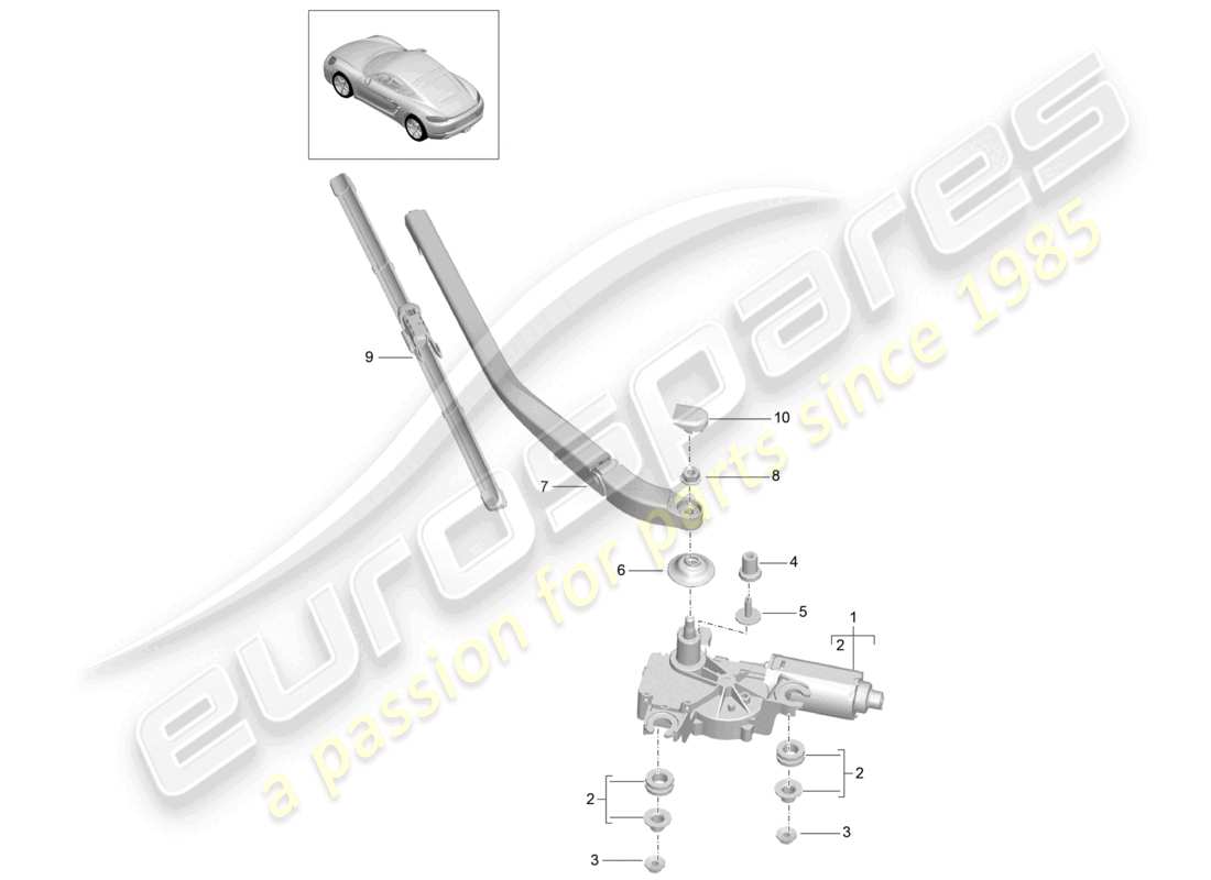 porsche 2024 (718 cayman) essuie-glace arrière schéma des pièces