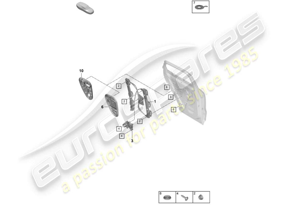 porsche 2026 (cayenne e3 pa) schéma des pièces du support d'assemblage arrière du lève-vitre