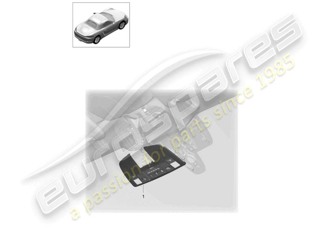 porsche 2022 (718 boxster) schéma des pièces du toit de la console