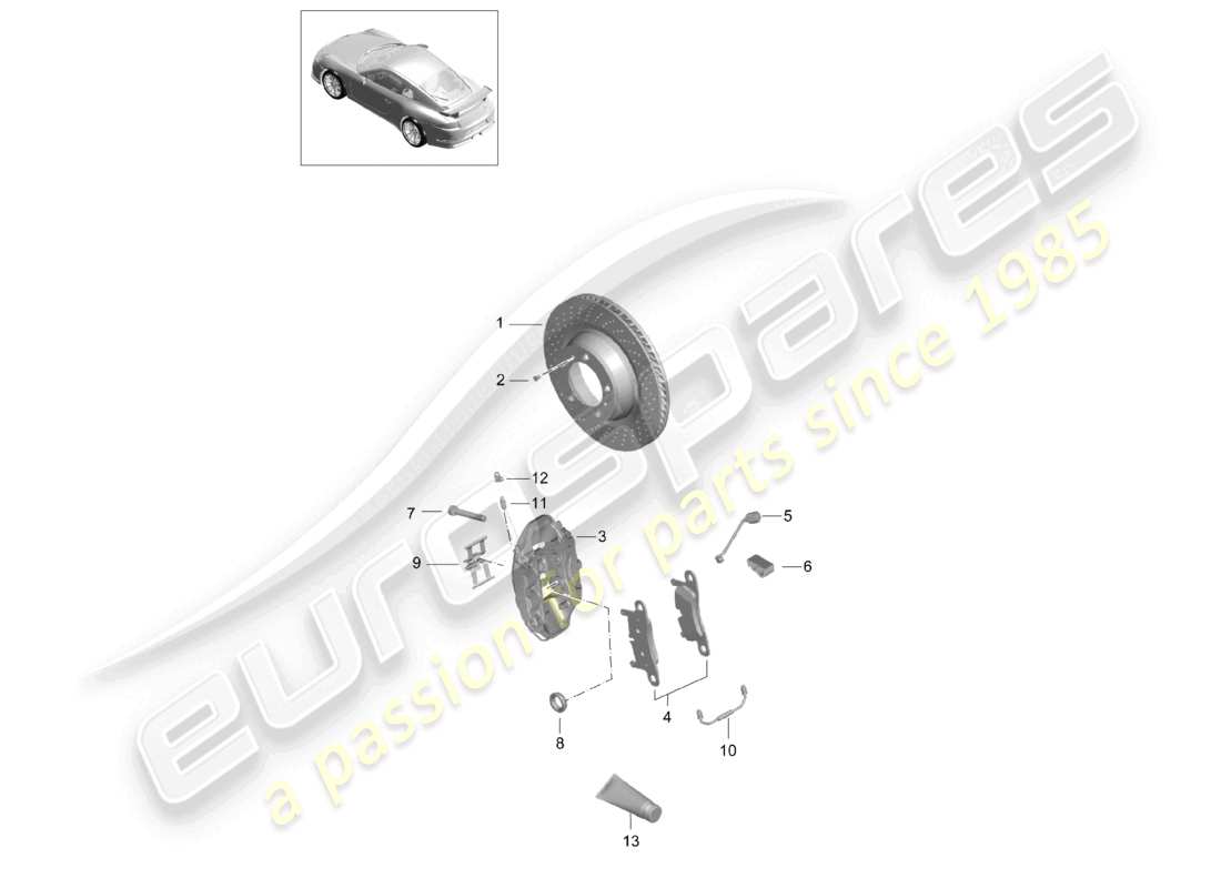 porsche 2021 (991-2 r/gt3/rs) frein à disque essieu arrière d >>- mj 2017 schéma des pièces
