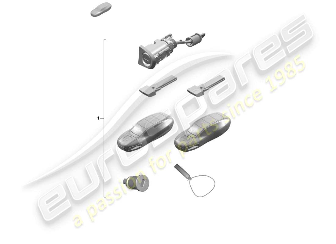 porsche 2021 (718 cayman gt4) ensemble de réparation 1 ensemble de cylindres de serrure schéma des pièces