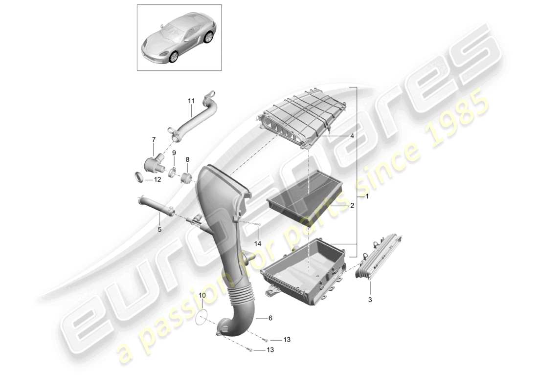 porsche 2025 (718 cayman) filtre à air schéma des pièces