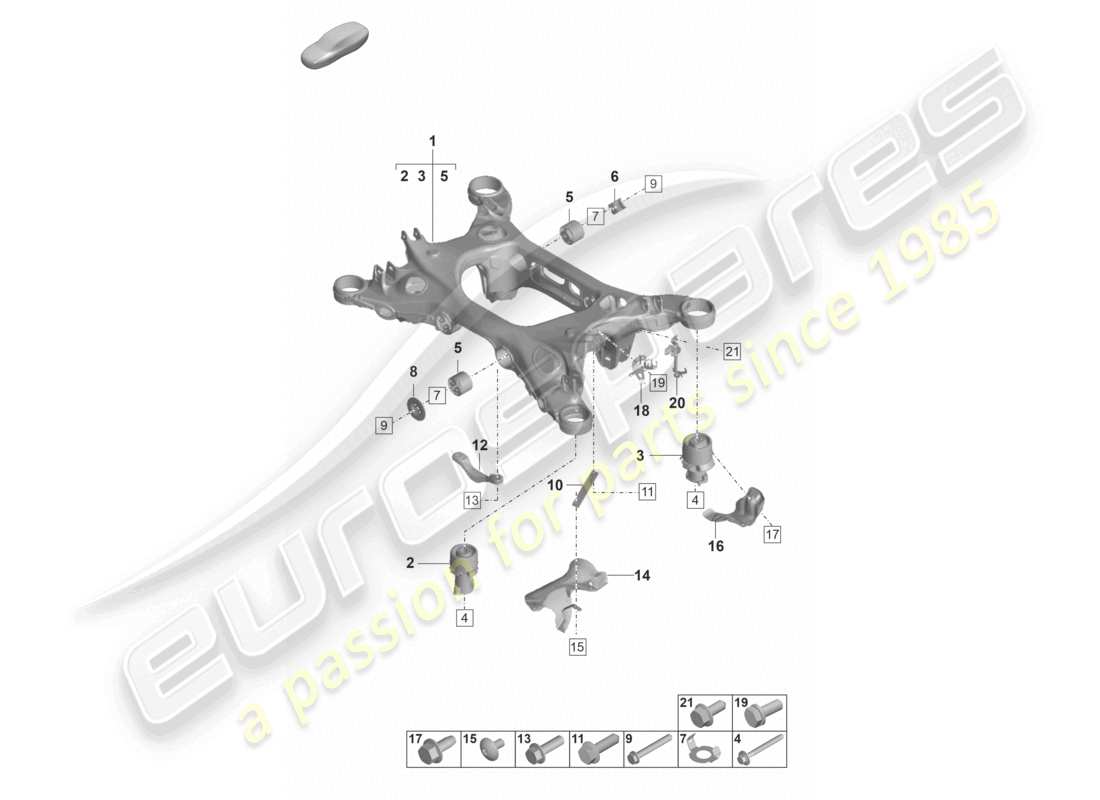 porsche 2024 (panamera 971-2) diagramme des pièces du sous-châssis de suspension de la traverse