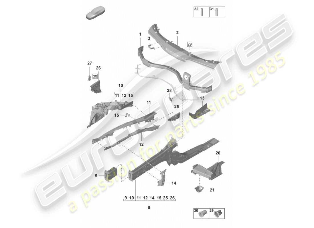 porsche 2022 (panamera 971-2) partie avant élément latéral pièces individuelles diagramme des pièces