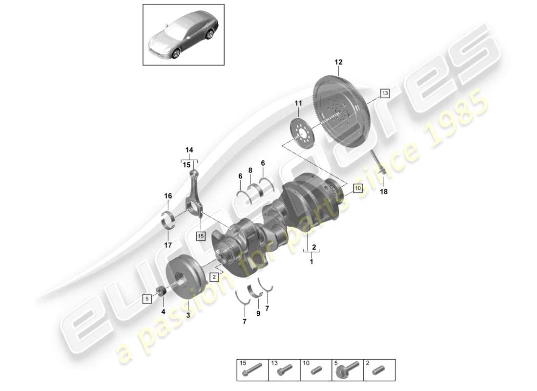 porsche 2021 (panamera 971-1) bielle de vilebrequin volant bimasse schéma des pièces
