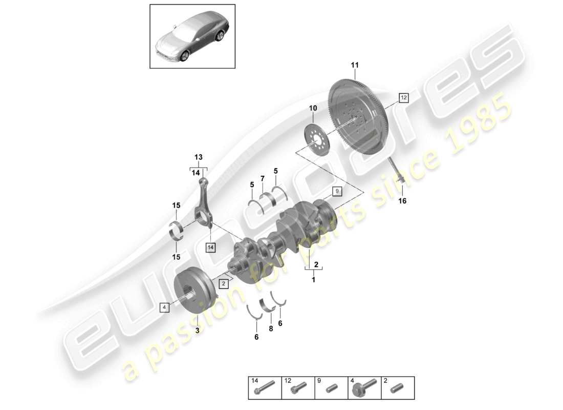 porsche 2021 (panamera 971-1) bielle de vilebrequin volant bimasse schéma des pièces