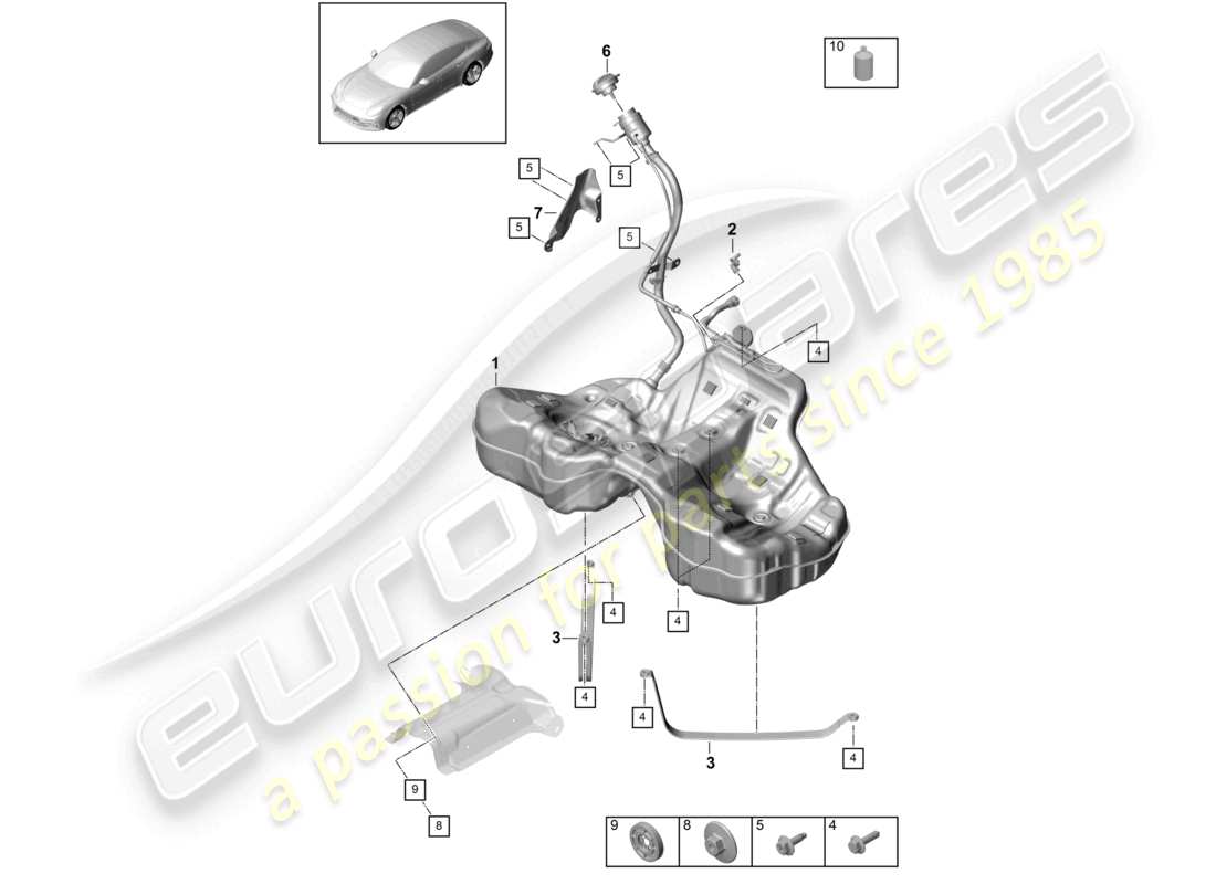 porsche 2021 (panamera 971-1) réservoir de carburant avec accessoires schéma des pièces