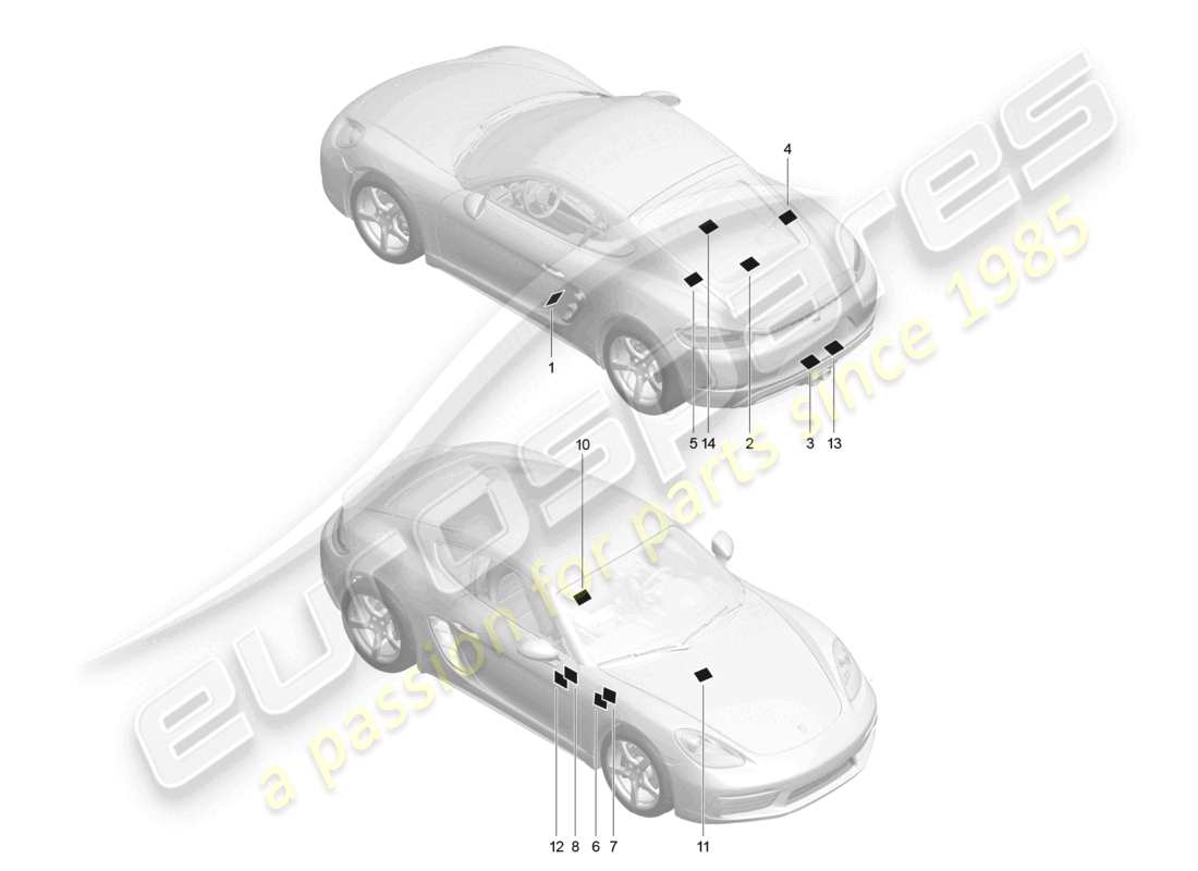 porsche 2025 (718 cayman) signes/avis schéma des pièces