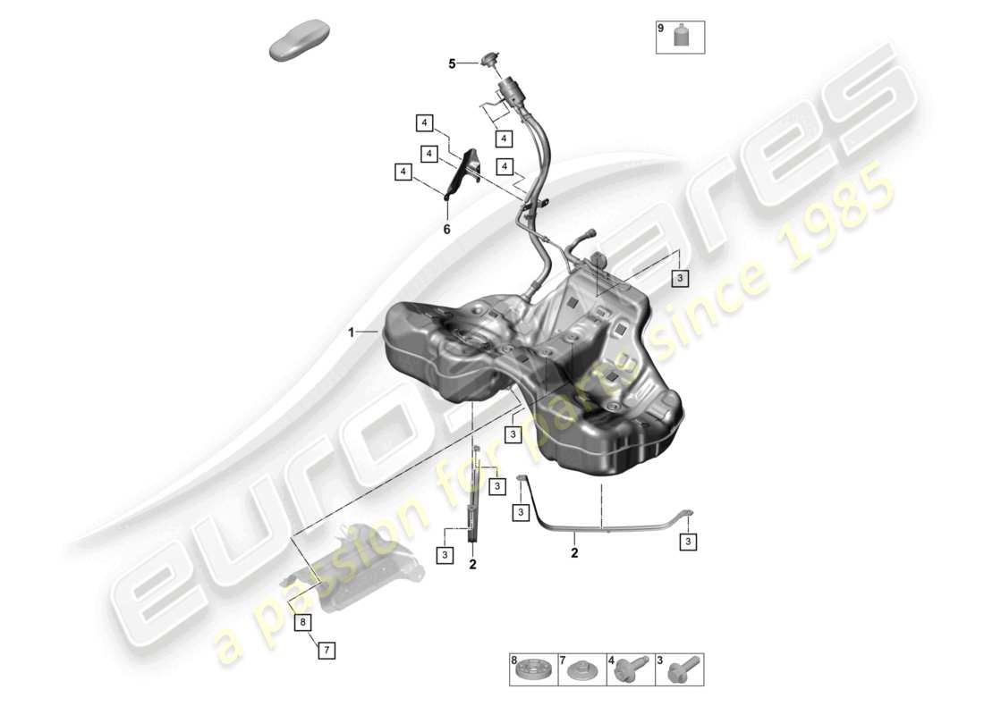 porsche 2022 (panamera 971-2) réservoir de carburant avec accessoires schéma des pièces