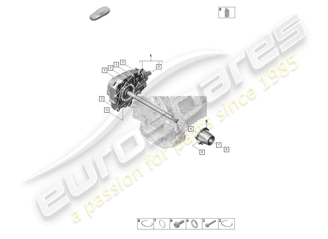 porsche 2024 (panamera 976) console de différentiel d'essieu avant prêt pour l'installation schéma des pièces