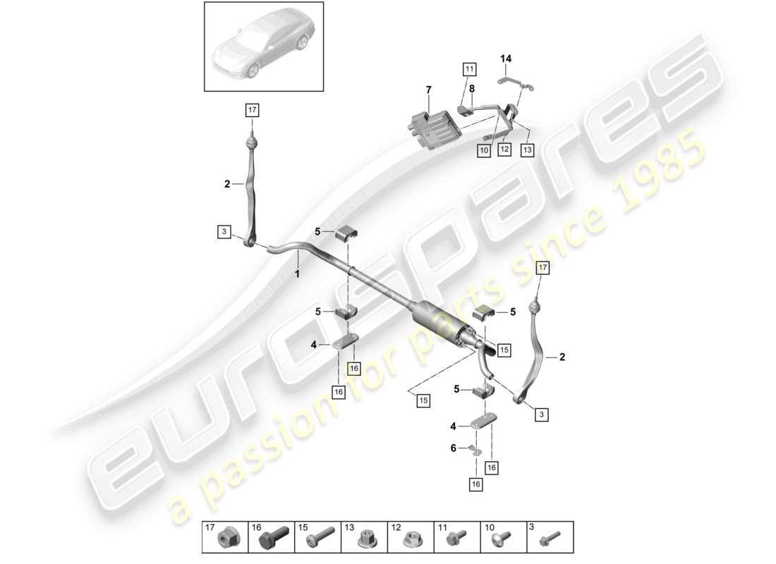 porsche 2021 (panamera 971-1) barre anti-roulis pour véhicules avec stabilisation électronique du roulis schéma des pièces
