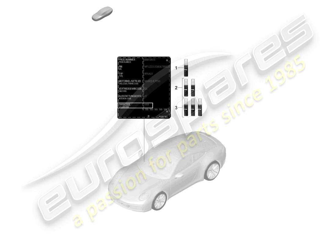 porsche 2024 (992-2) schéma des pièces de l'applicateur de retouche de peinture