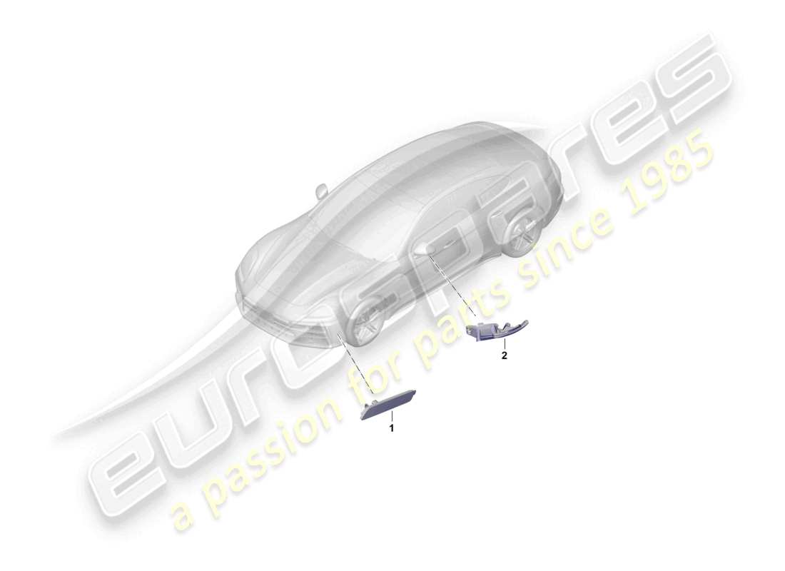 porsche 2024 (panamera 976) schéma des pièces du répétiteur de clignotant et du feu de position latéral